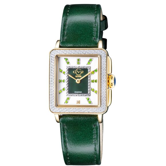 GV2 by Gevril Women\'s Padova Gemstone Swiss Quartz Diamond Accent Green NEW main image 6